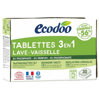 Ecodoo Tablettes lave-vaisselle 3-en-1 concentrées écologiques 30 pièces