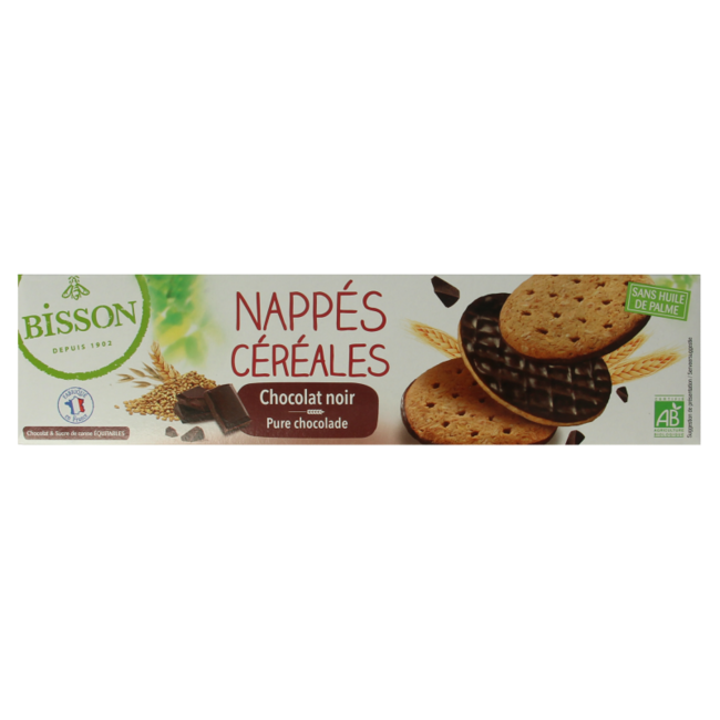 Bisson Galletas de cereales con cobertura de chocolate negro bio 140 gramos