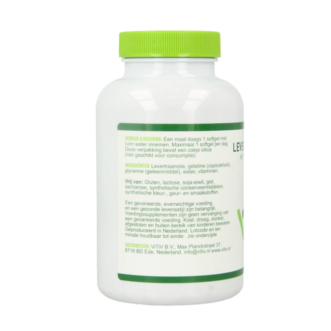 Vitiv Levertraanolie 1000mg vitamine A D 100 Softgels