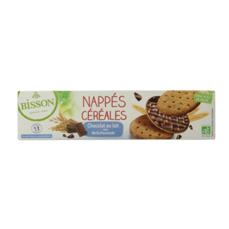 Bisson Bisson Galletas de cereales con cobertura de chocolate con leche bio 140 gramos