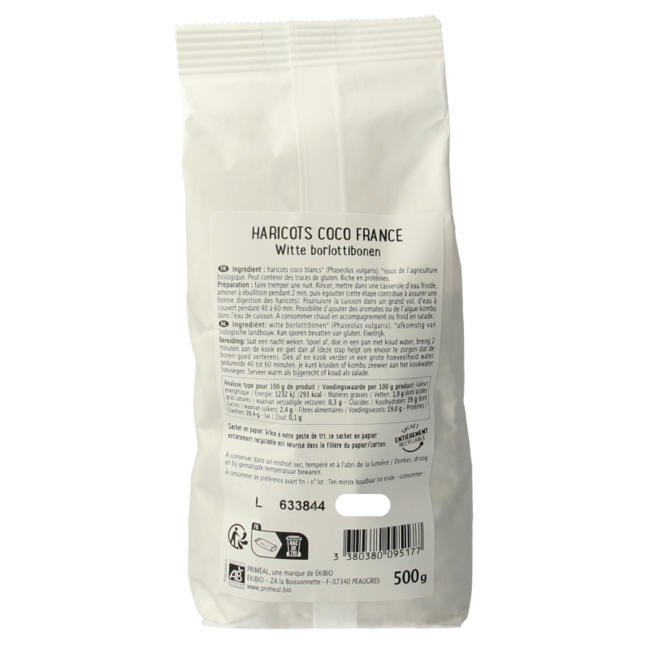 Primeal Fasola kokosowa z Francji bio 500 Gram