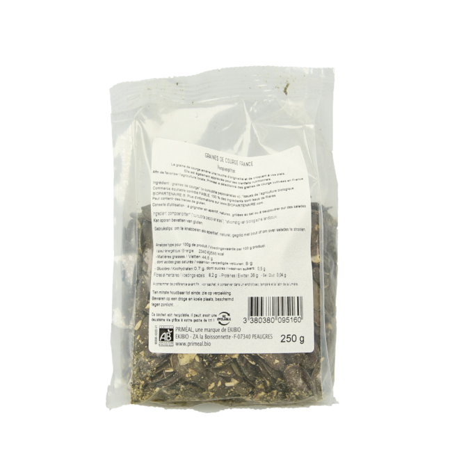 Pompoenpitten uit Frankrijk bio 250 Gram
