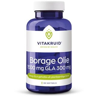 Vitakruid Borage Oil 1500mg GLA 300mg from plant-based source 60 Softgels