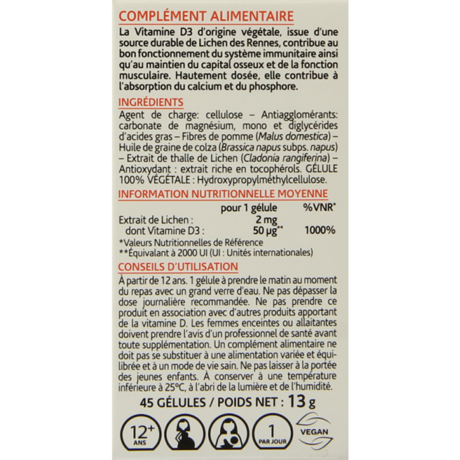 Arkocaps Vitamina D3 2000 UI vegana 45 cápsulas