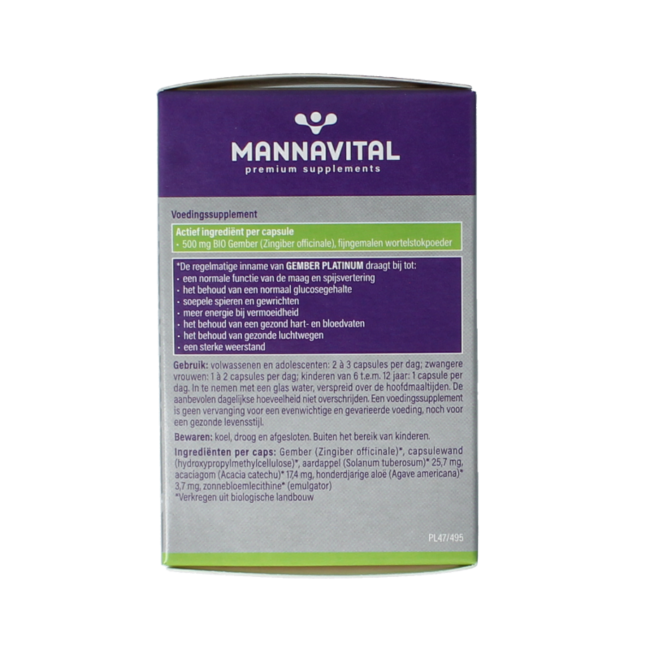 Mannavital Imbir platinum bio 90 Kapsułek wegetariańskich