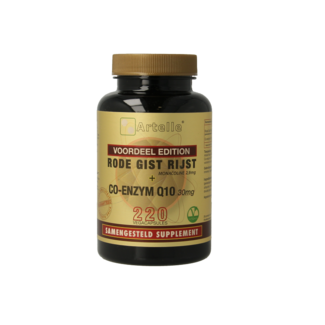 Artelle Artelle Arroz de levadura roja 100mg Q10 30mg 220 cápsulas vegetarianas