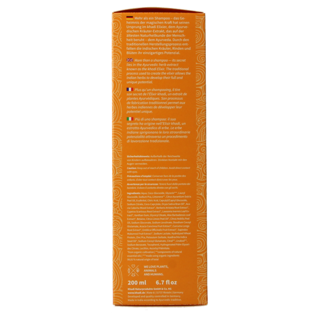 Khadi Shampoo Elixier Orange Vitalität 200 Milliliter