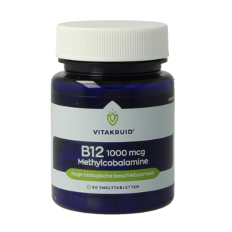 Vitakruid B12 1000 mcg Actief Methylcobalamin 90 Schmelztabletten
