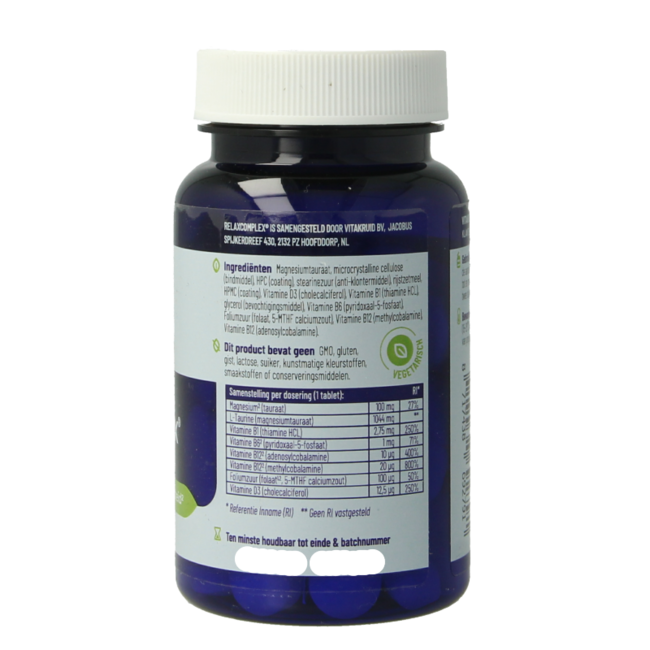 Vitakruid RelaxComplex oa Magnesium Tauraat & Vitamine D3 30 Tabletten