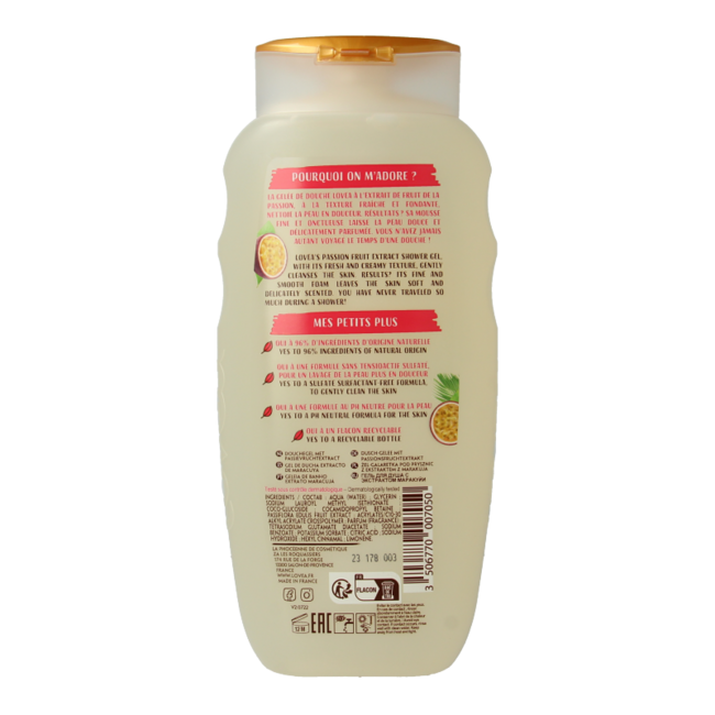 Lovea Gel de ducha fruta de la pasión 400 mililitros