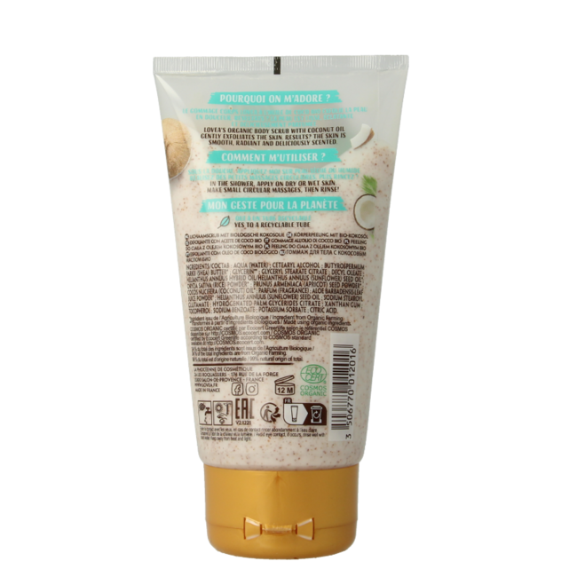 Lovea organic coconut oil body scrub for dry skin 150ml