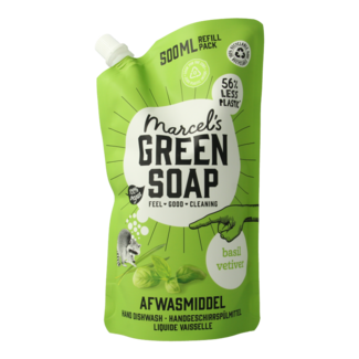 Marcel's Green Soap Afwasmiddel basilicum & vertivert gras navulling 500 Milliliter