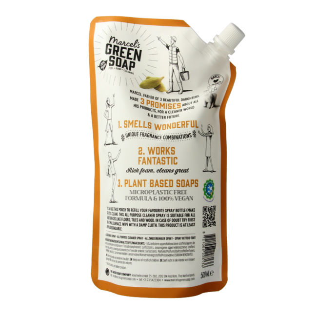 Marcel's Green Soap Recambio de Limpiador Multiusos en Spray Sándalo y Cardamomo 500 ml