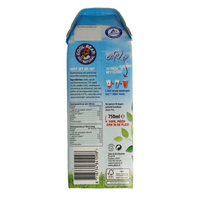 Cool Bear Sirope de fresa y manzana 750 mililitros