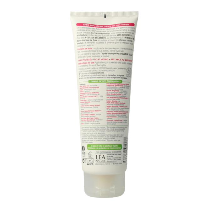 So Bio Etic Champú color & brillo hibisco 250 mililitros