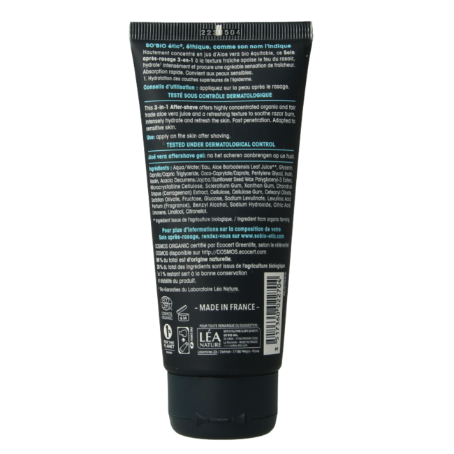 So Bio Etic For men aftershave gel aloe vera 100 Milliliter