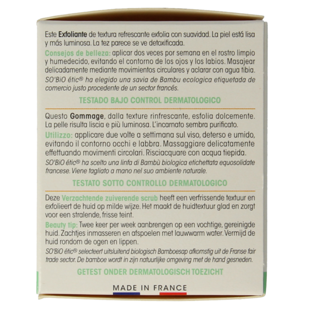 So Bio Etic Bamboo Exfoliante suavizante de limpieza profunda 50 mililitros