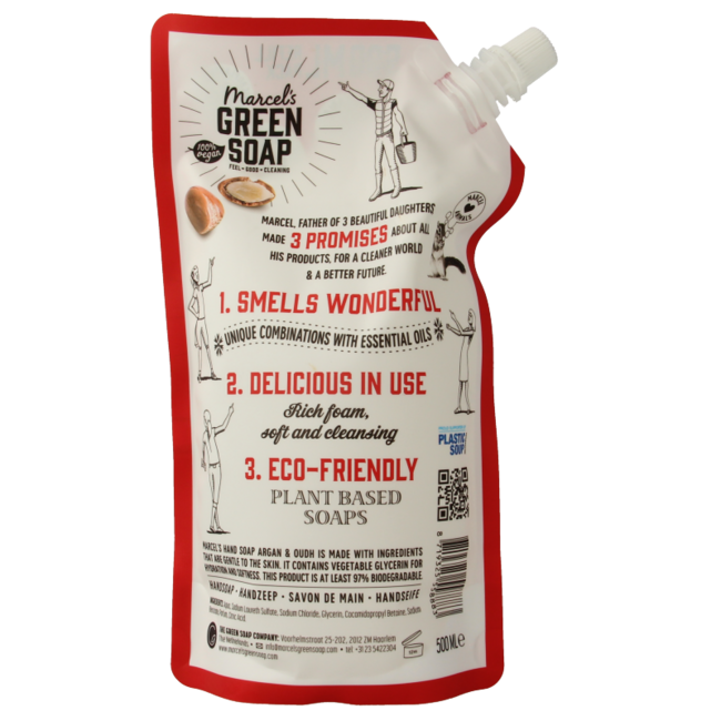 Handzeep argan & oudh navul  500 Milliliter