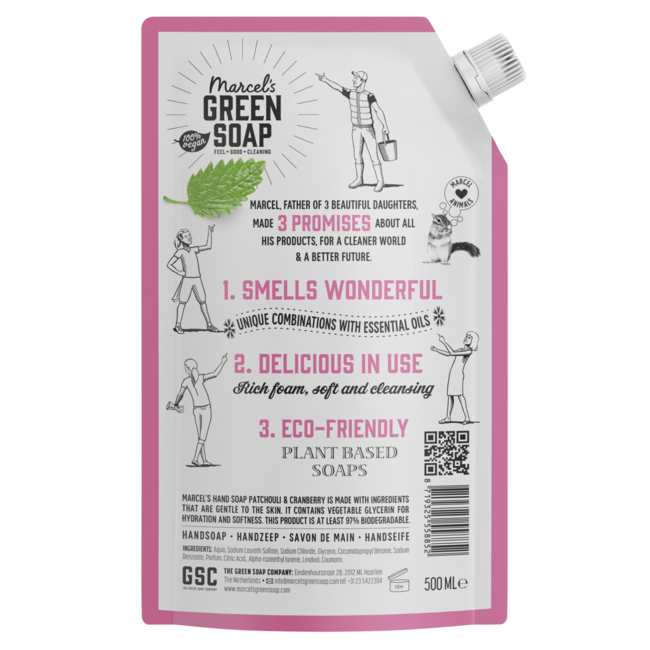 Marcel's Green Soap Handseife Patchouli & Cranberry Nachfüllpackung 500 Milliliter
