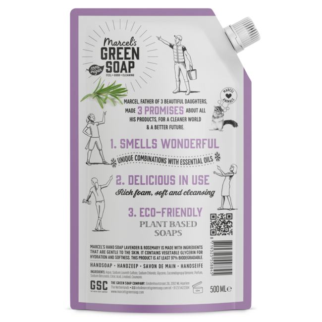 Marcel's Green Soap Handseife Nachfüllpackung Lavendel & Rosmarin 500 Milliliter