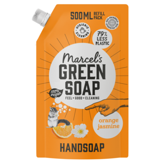 Marcel's Green Soap Handzeep sinaasappel & jasmijn navul 500 Milliliter