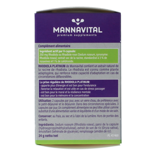 Mannavital Rhodiola platinum 60 Cápsulas vegetarianas