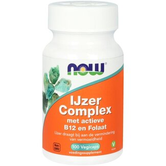 NOW NOW Complejo de hierro con B12 activa y folato 100 Cápsulas vegetarianas