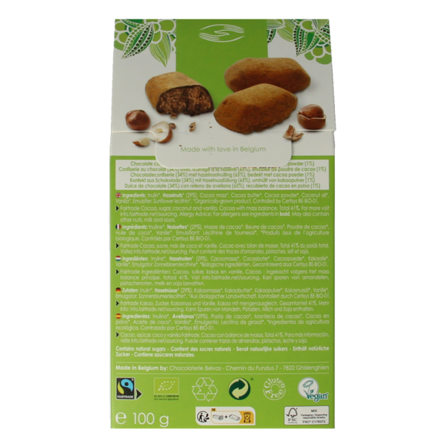 Belvas Trufas de praliné de avellana bio 100 Gramos