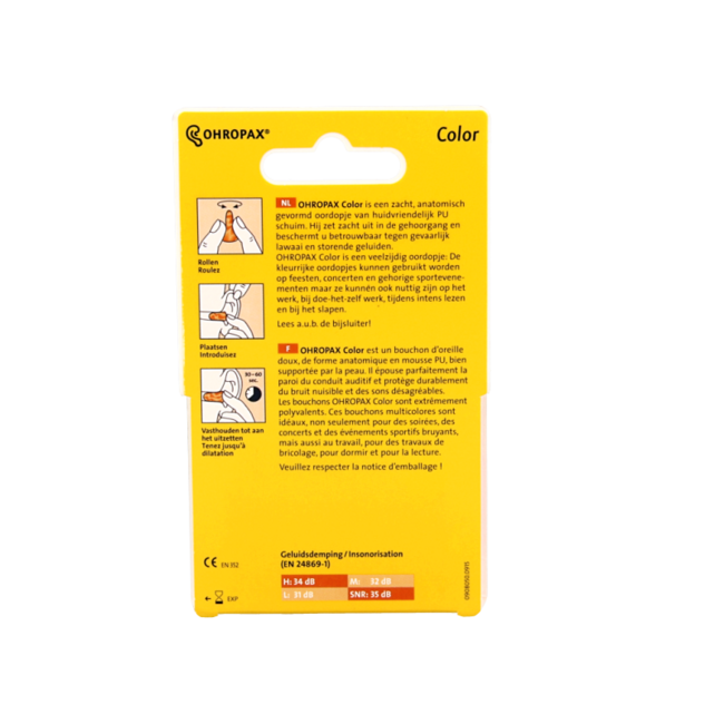 Tapones para los oídos Ohropax Color con reducción de ruido, 8 unidades