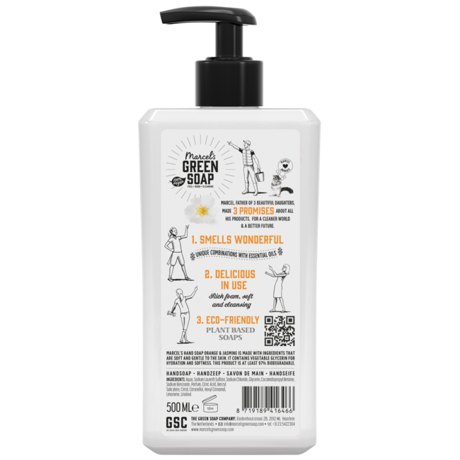 Marcel's Green Soap Jabón de manos naranja y jazmín 500 mililitros