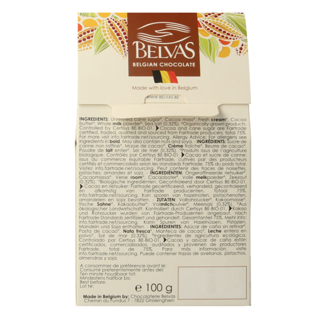 Belvas Puro con caramelo ligeramente salado bio 100 Gramos