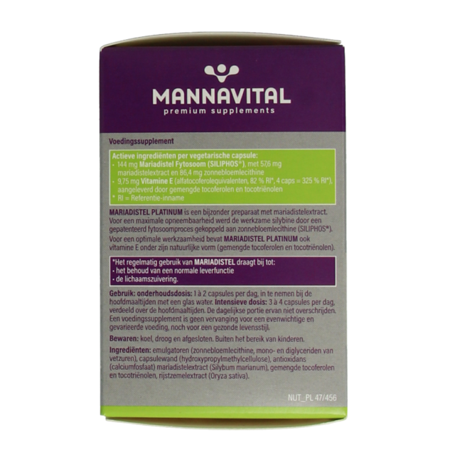 Mannavital Mariadistel platinum 60 Cápsulas vegetarianas