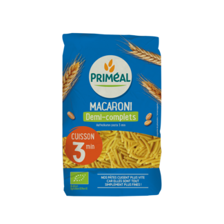 Primeal Macarrones semi-integrales de cocción rápida Primeal bio 3 minutos 500 g