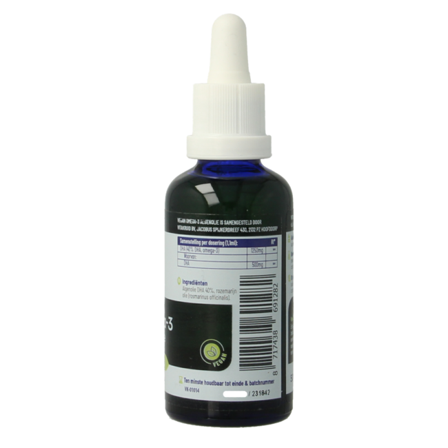 Vitakruid Vegan Omega 3 aceite de algas 1250 triglicéridos 500 DHA 50 mililitros