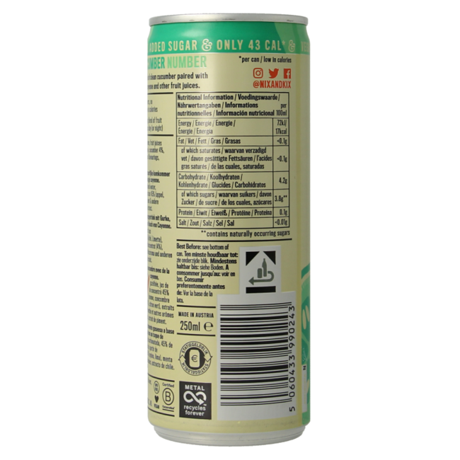 Nix & Kix Menta e Cetriolo lattina 250 Millilitri
