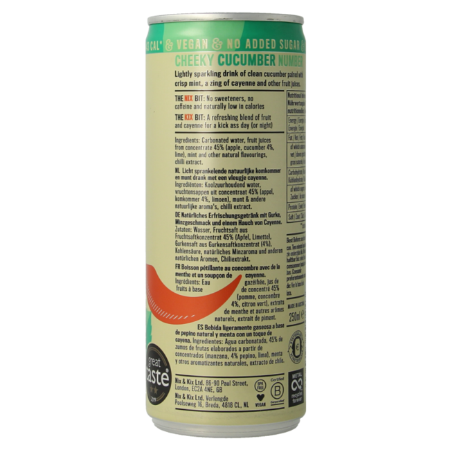 Nix & Kix Cucumber mint blikje 250 Milliliter