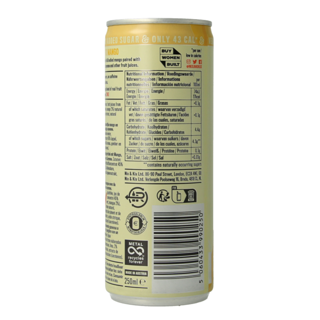 Mango ginger blikje 250 Milliliter
