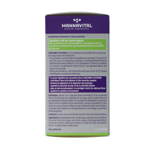 Mannavital Curcuma platinum 180 Vegetarische capsules