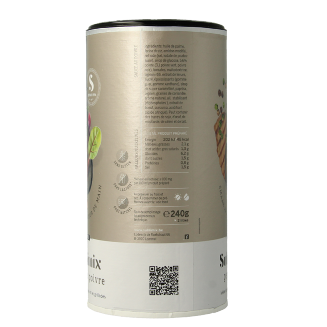 Salsa de pimienta Sublimix sin gluten 240 gramos