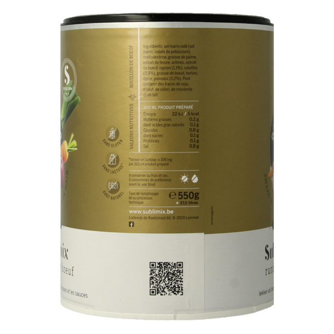 Caldo de ternera Sublimix sin gluten 550 gramos