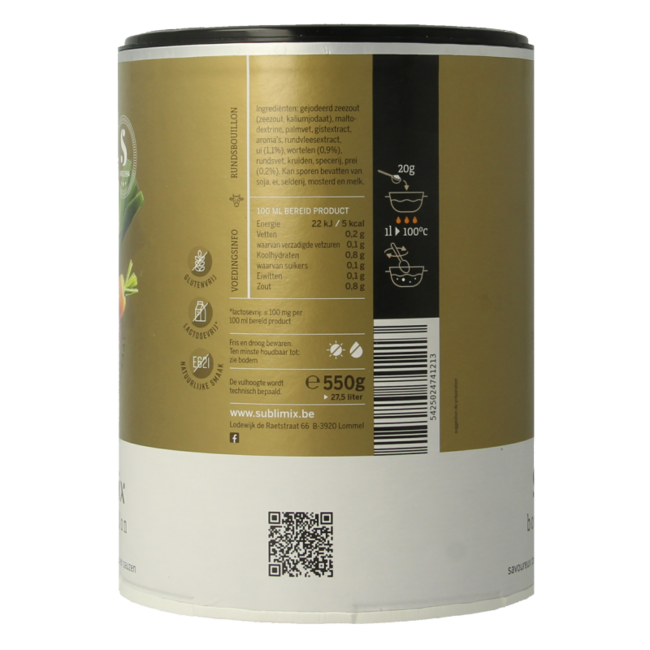 Caldo de carne Sublimix sin gluten 550 gramos