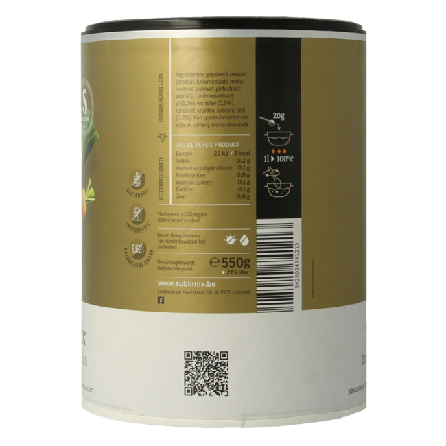 Caldo de ternera Sublimix sin gluten 550 gramos