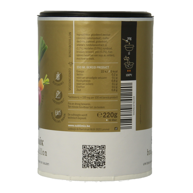 Caldo de carne de vacuno Sublimix sin gluten 220 gramos