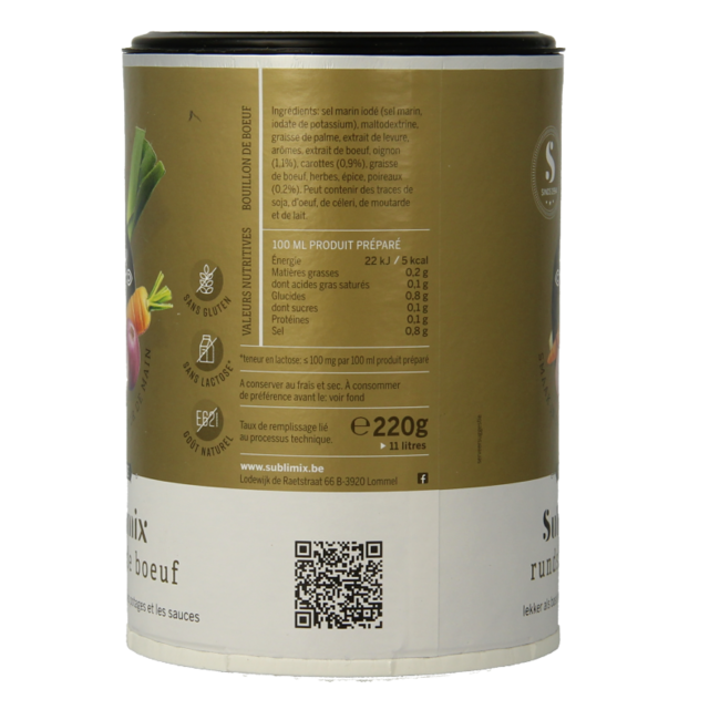 Caldo de carne de vacuno Sublimix sin gluten 220 gramos
