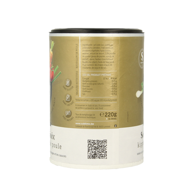 Bouillon de poulet sans gluten 220 Grammes