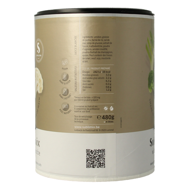 Salsa blanca sin gluten 480 gramos