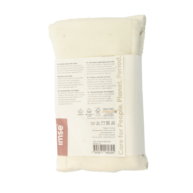 Washable sanitary pads natural night 3 pieces