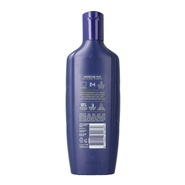 Champú Andrelon Men Hair & Body 300 Mililitros