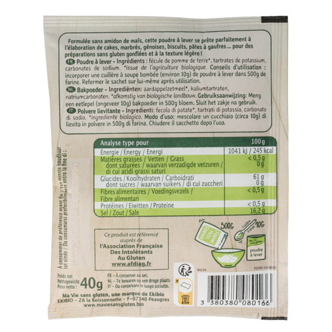 Ma Vie Sans Poudre à lever sans gluten bio 40 g