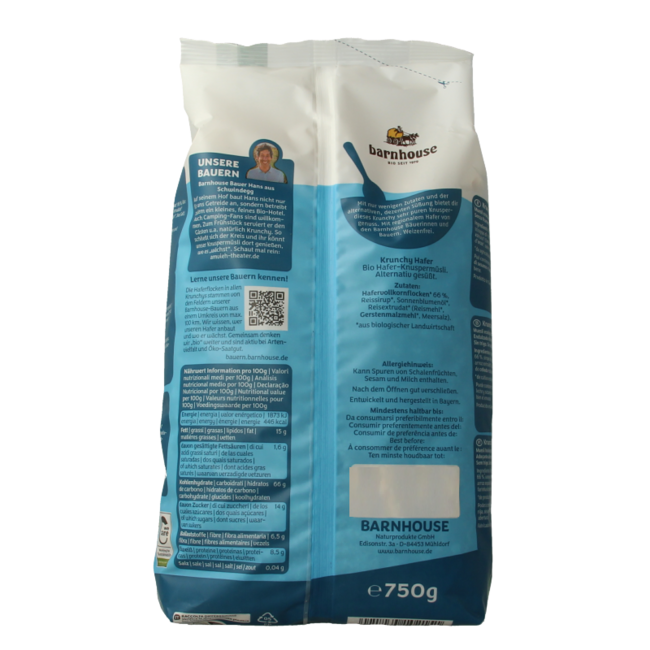 Krunchy pur owies bez dodatku cukru bio 750 Gram